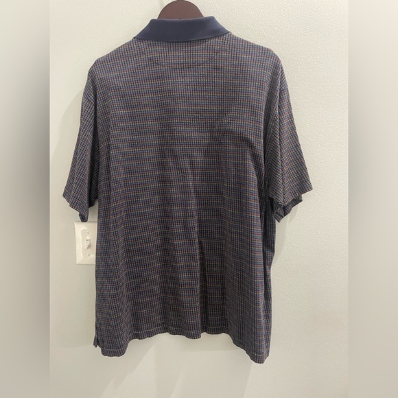 Alan Flusser Navy and Gray Checkered Polo Shirt - Picture 2 of 4